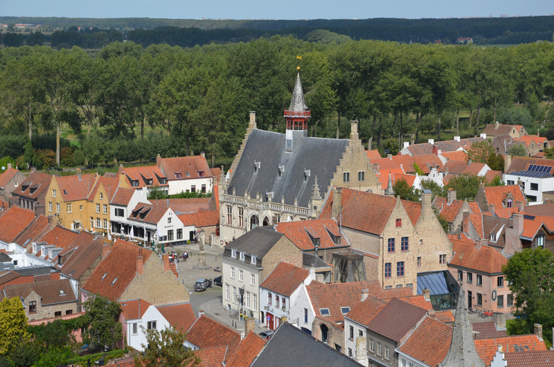 Panorama Damme. Widok z wieży kościoła Najświętszej Marii  Panny. Belgia.